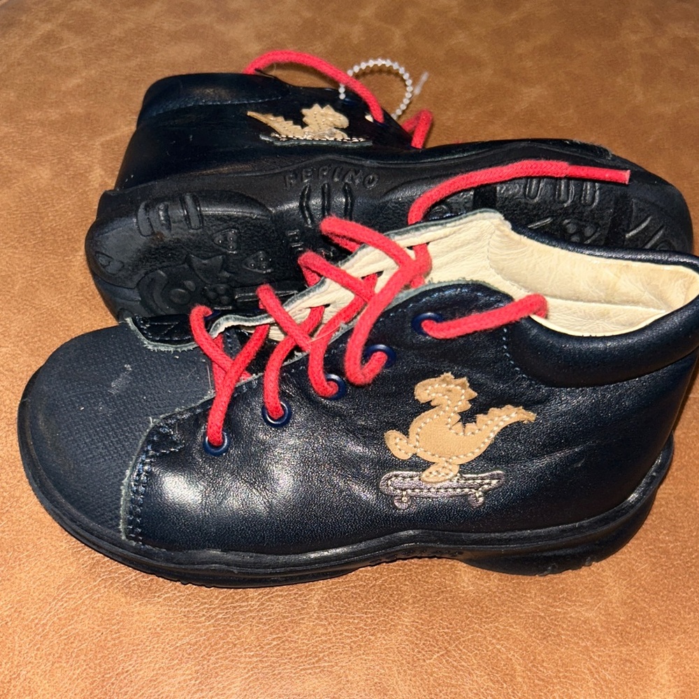 Costa Kids Black Boots with Red Accents